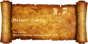 Malmer Paula névjegykártya